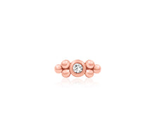 Load image into Gallery viewer, Bezel-set double CZ Tri-set bead-14k gold end.