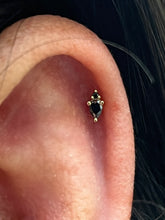 Load image into Gallery viewer, KARMA- Black cz 14k gold end.

