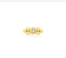 Load image into Gallery viewer, Bezel-set double CZ Tri-set bead-14k gold end.
