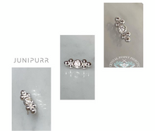 Load image into Gallery viewer, Bezel-set double CZ Tri-set bead-14k gold end.

